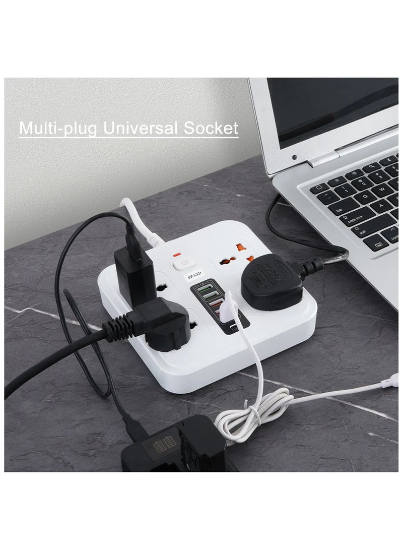 Power Strip Surge Protector with 4 AC Outlets, 5 USB Ports & 1 Type-C, Extension Cord Flat Plug, Compact Desktop Station for Travel, Home & Office, Overload Protection - Image 2