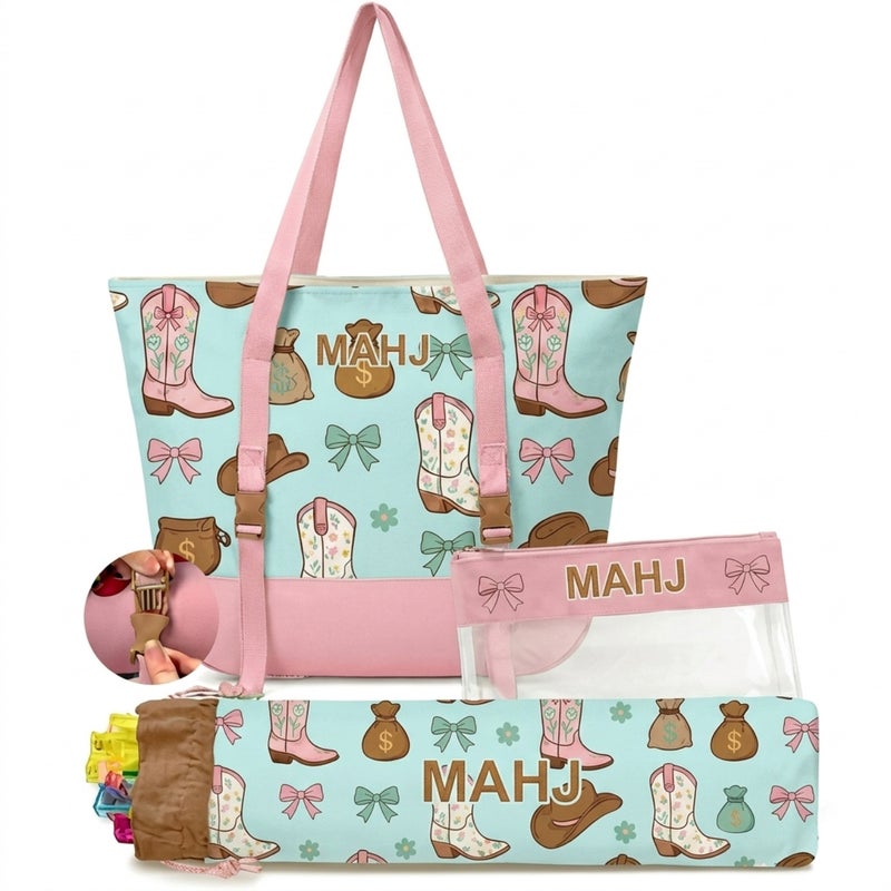 Three-Piece Canvas Cosmetic Bag Set, Cream Style - Image 2