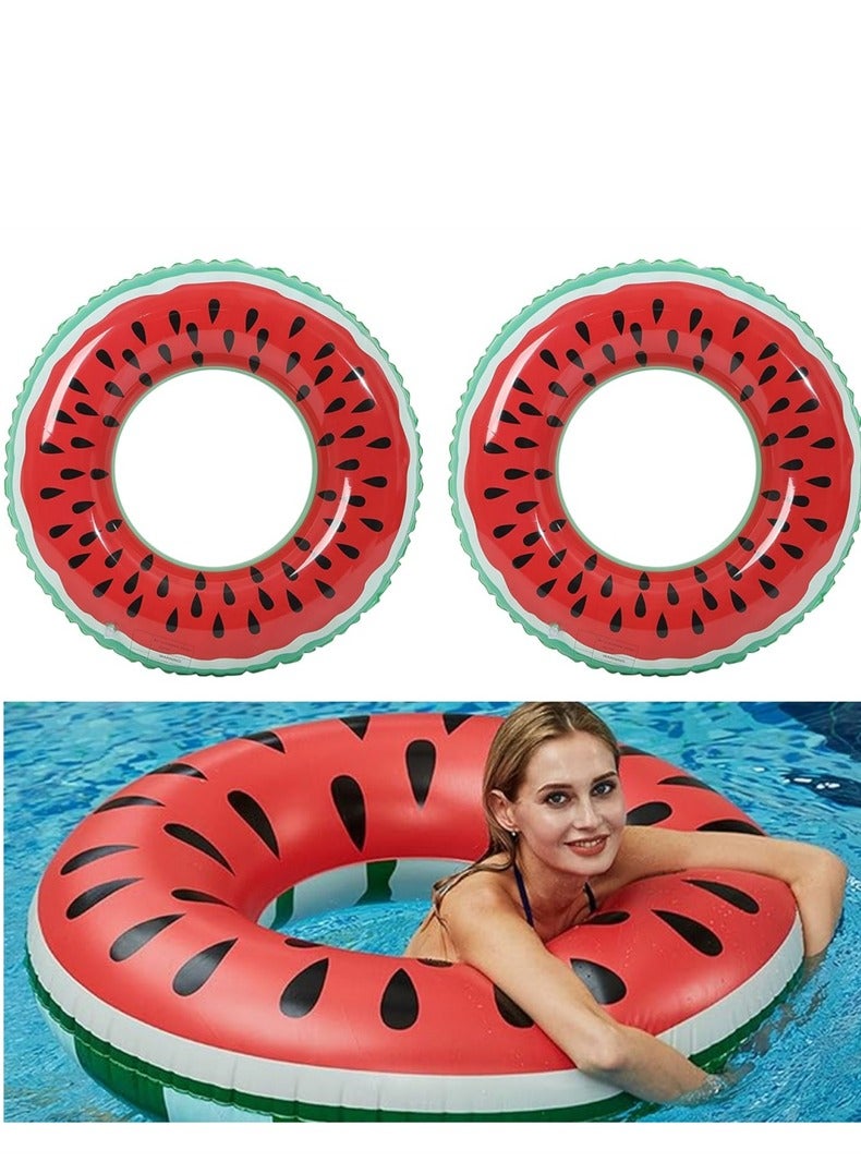 2 Pack Swim Ring, 70cm Diameter Inflatable Float Pool Swim Ring, Fruit Swim Tube Rings Colorful Pool Floaties Toys for Beach Pool Party for Kids and Adults (2Pack, 70cm, Watermelon Red) - Image 1