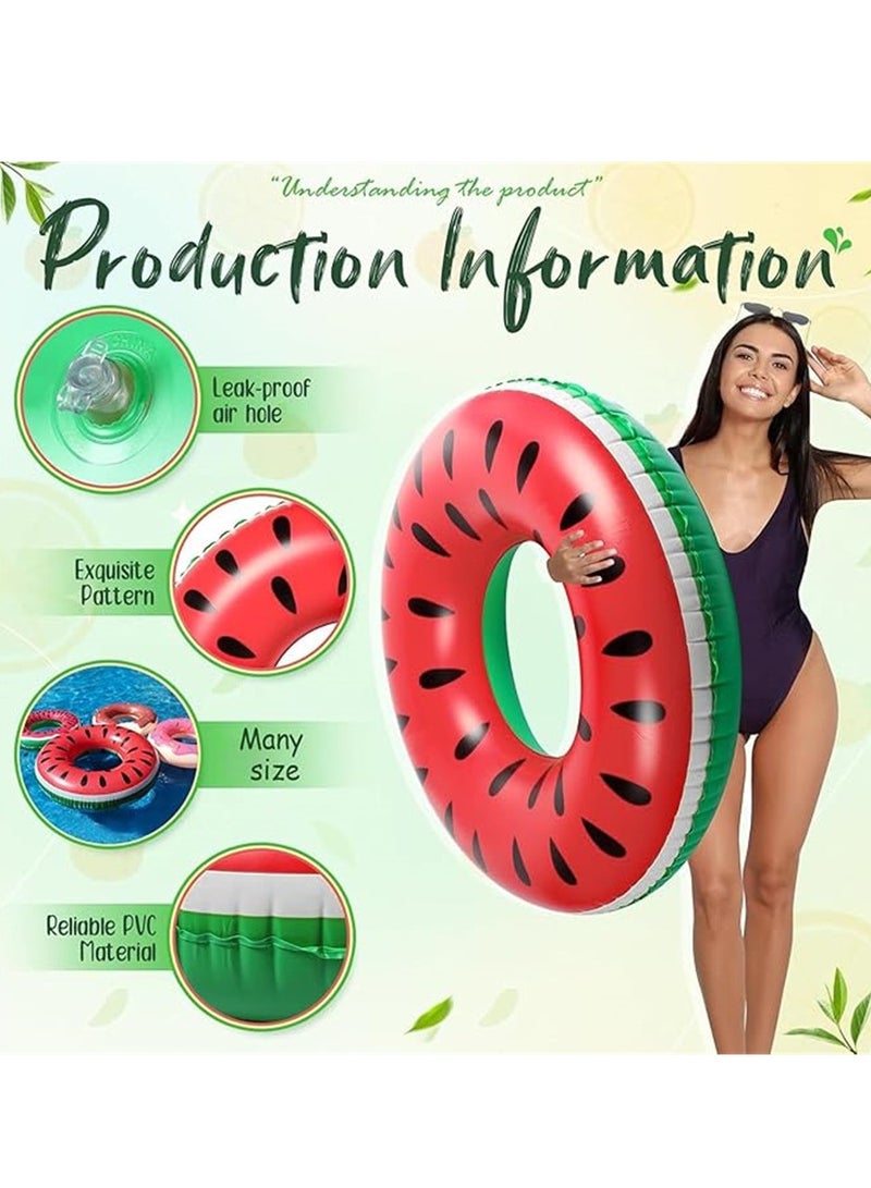2 Pack Swim Ring, 70cm Diameter Inflatable Float Pool Swim Ring, Fruit Swim Tube Rings Colorful Pool Floaties Toys for Beach Pool Party for Kids and Adults (2Pack, 70cm, Watermelon Red) - Image 2