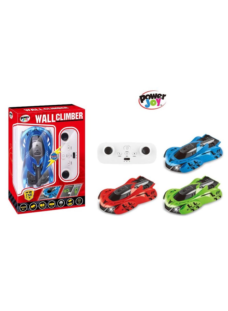 Power Joy I/R Remote Control Wall Climber with Lights Toy Car, Assorted 1 Piece (Color May Vary) | Climbing walls, ceiling and other vertical surfaces | Car for Display | Toy Vehicle | Gift for Collectors and Kids - Image 1