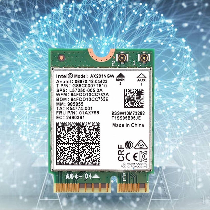 MQUPIN بطاقة AX201NGW WiFi 6، M.2 لابتوب 2.4Gbps 802.11ax. بطاقة AX201 اللاسلكية 11AX محول WiFi مع Bluetooth 5.2 Mu-Mimo لنظام Windows 10/11 64 بت، نظام Google Chrome OS، Linux (64 بت) - Image 1