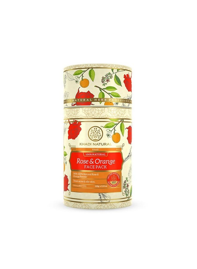 Khadi Natural Ayurvedic Rose & Orange Face Pack | Face Pack For Glowing Skin | Natural Face Pack For Exfoliating Skin | Free From Harsh Chemicals | Suitable For All Skin Types | 100 G  - Image 1