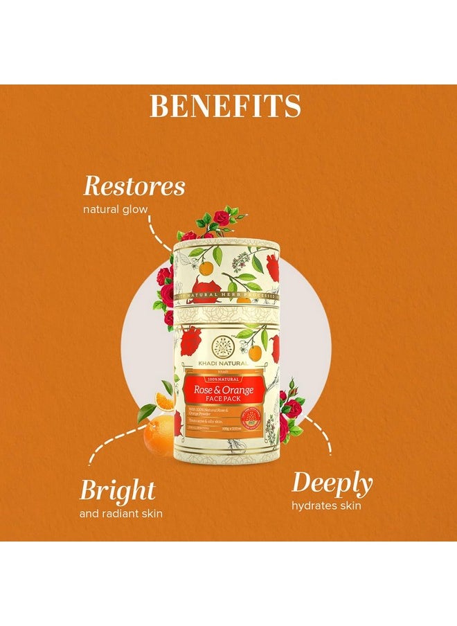 Khadi Natural Ayurvedic Rose & Orange Face Pack | Face Pack For Glowing Skin | Natural Face Pack For Exfoliating Skin | Free From Harsh Chemicals | Suitable For All Skin Types | 100 G  - Image 2