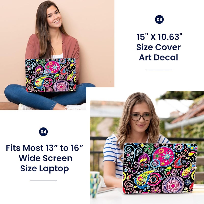 LSS 15 15.6 Inches Laptop Notebook Skin Sticker with 2 Wrist Pads - Reusable Cover Protector Vinyl Sticker Cover Decal Fits 13" - 16" HP Asus Acer Samsung - Art Design - Image 3