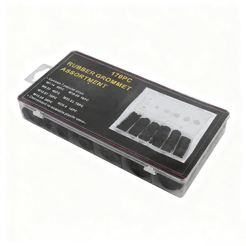 Black Rubber Protective Coil Wire Ring 170Pcs Boxed Single-Sided Rubber Protective Coil Outlet Ring O-Shaped Sealing Ring - Image 5