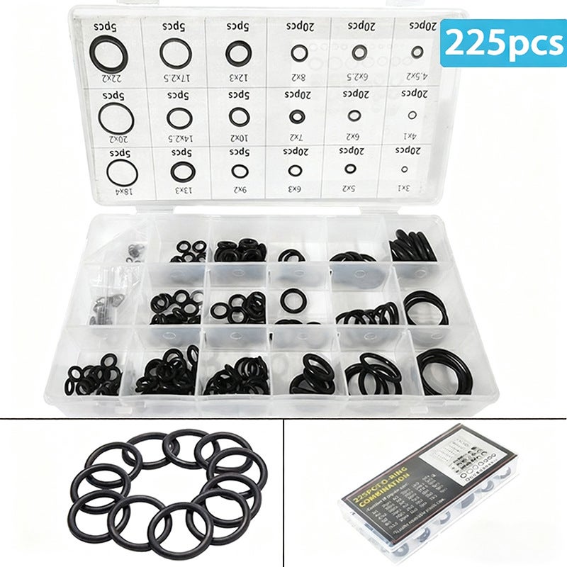 Black Rubber Protective Coil Wire Ring 170Pcs Boxed Single-Sided Rubber Protective Coil Outlet Ring O-Shaped Sealing Ring - Image 1