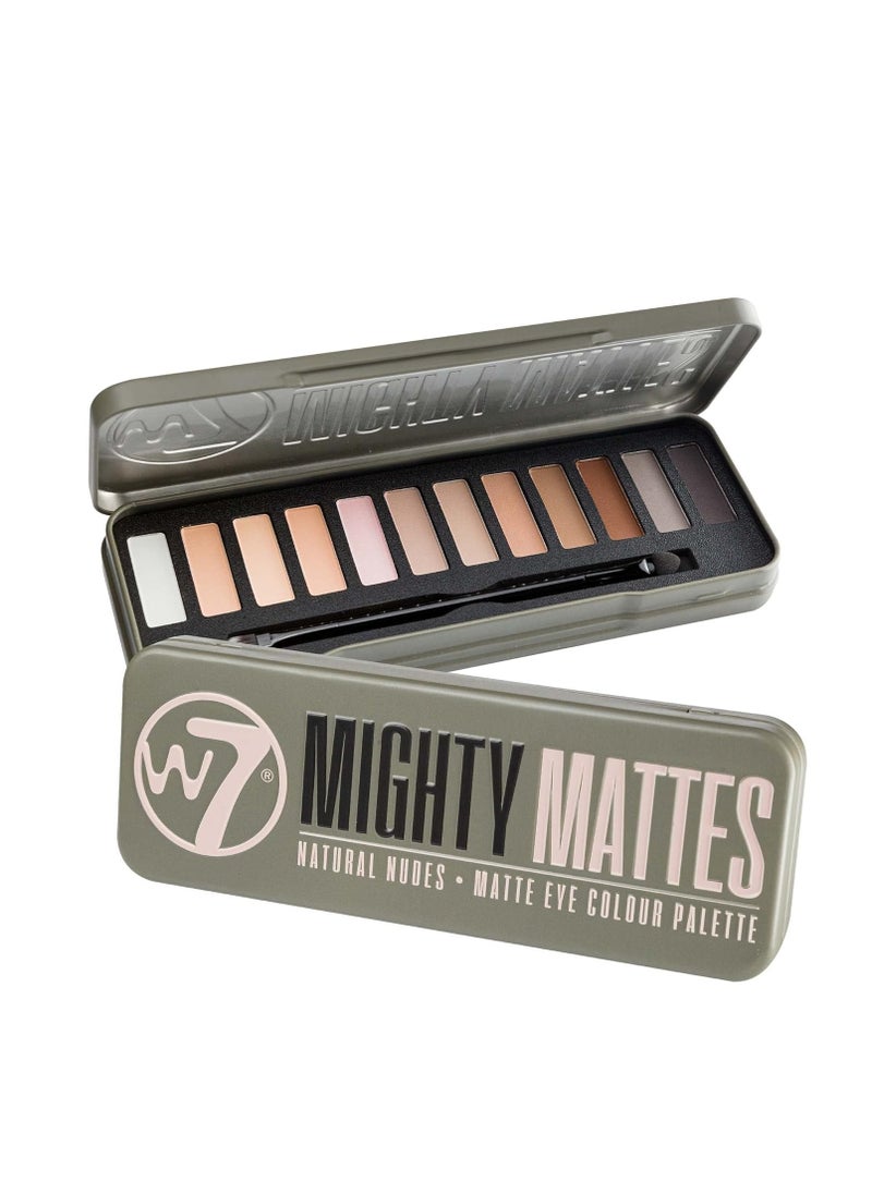W7 W7 Mighty Mattes Eyeshadow - 12 Matte Nude Colours – Flawless & Natural Long-Lasting Makeup Palette  - Image 1