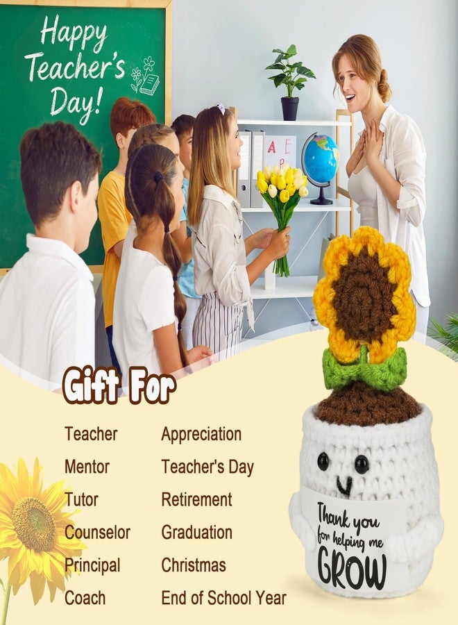 MBL Teacher Appreciation Gifts for Women - Thank You Sunflower Crochet Flower Teacher’s Day Retirement Inspirational Graduation Gift for Teachers Boss Lady Assistant Principal Coworker Supervisor - Image 4