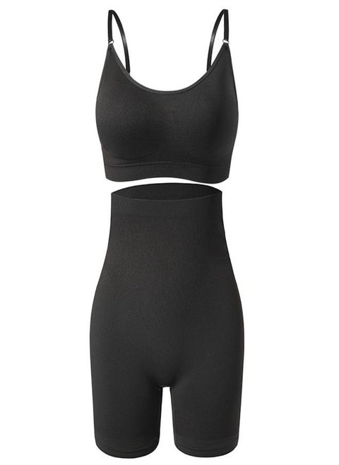 Oversize Sports Bra And High Waist Pants Set Black