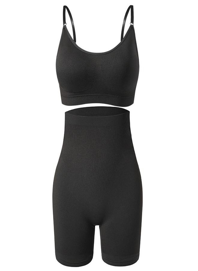 Loquat - Oversize Sports Bra And High Waist Pants Set Black - Image 1