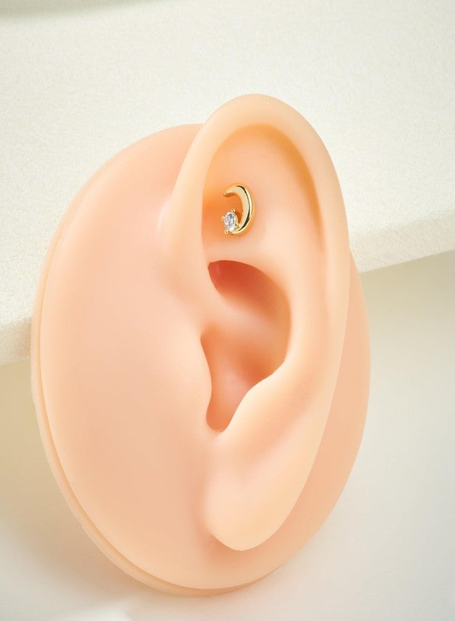 فيكتاس أقراط فيكتاس 16G ذات ظهر مسطح للنساء، مضادة للحساسية، خيط داخلي ذهبي، أقراط غضروفية، أقراط تراغوس، أقراط حلزونية، أقراط كونش، أقراط أنف، أقراط شفاه، أقراط مونرو، أقراط لابريت، أقراط ميدوسا، مجوهرات ثقب القلب والقمر، مرصعة بالزركون. - Image 5
