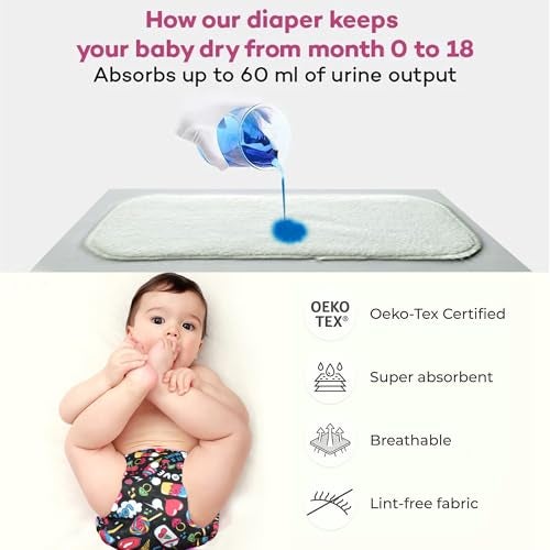 VParents Ice Cream Print Reusable and Adjustable Cloth Diapers With ulta absorbent Insert with 5 layers- washable (Multi Colour) - Image 3