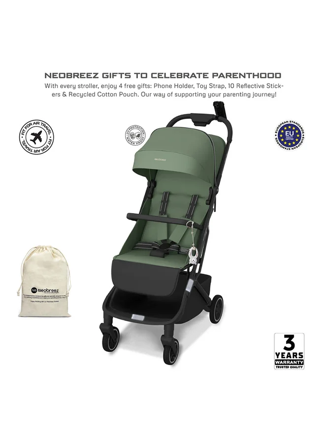 neobreez NEOLITE Ultra-Lightweight Cabin Size Approved Travel Compact Foldable Kids Baby Toddler Stroller, One-Hand Fold Baby Trolley, Adjustable Seat, UPF 50+Canopy, 0-4yrs,  22kg, 3yrs Warranty