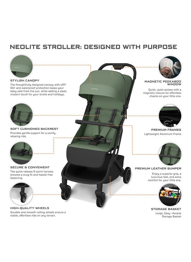 neobreez NEOLITE Ultra-Compact Lightweight Cabin-Approved Travel Baby Toddler Stroller|Quick Compact One-Hand Fold Pushchair, UPF 50+ Canopy, Gift Bag, Phone Holder, Toy Strap|0-4yrs, 22kg, 3yrs Warranty  - Image 4