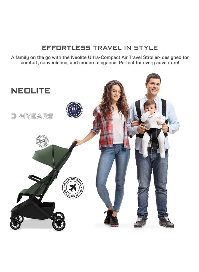 neobreez NEOLITE Ultra-Lightweight Cabin Size Approved Travel Compact Foldable Kids Baby Toddler Stroller, One-Hand Fold Baby Trolley, Adjustable Seat, UPF 50+Canopy, 0-4yrs,  22kg, 3yrs Warranty