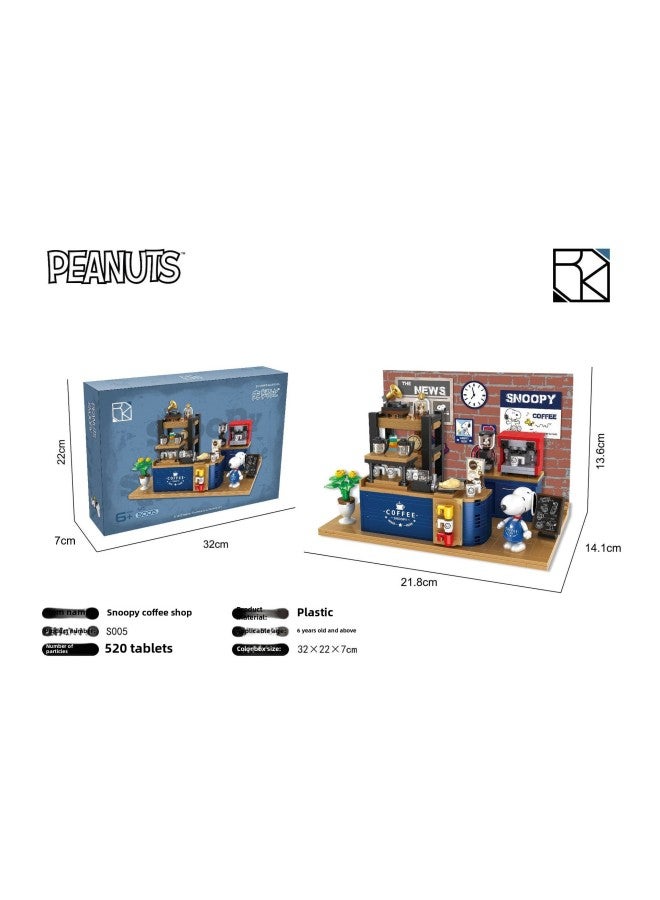 【Generation】 Genuine Snoopy Series Small Particle Building Blocks Children's Building Blocks Assembled Gifts For Girls On June 1-Color:S005 Snoopy Cafe Blocks Scene - Image 1