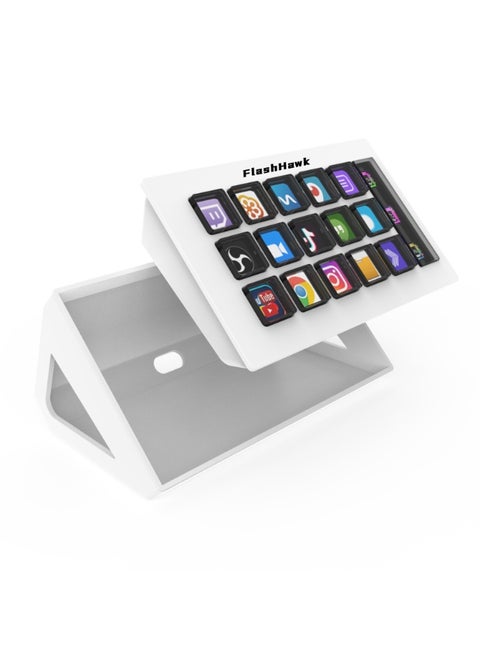 وحدة تحكم البث - لوحة مفاتيح البث مع 15 مفتاح ماكرو LCD قابلة للتخصيص لتشغيل الإجراءات في OBS وTwitch وYouTube متوافقة مع أجهزة الكمبيوتر الشخصية وأجهزة Mac لمنشئي المحتوى وألعاب البث