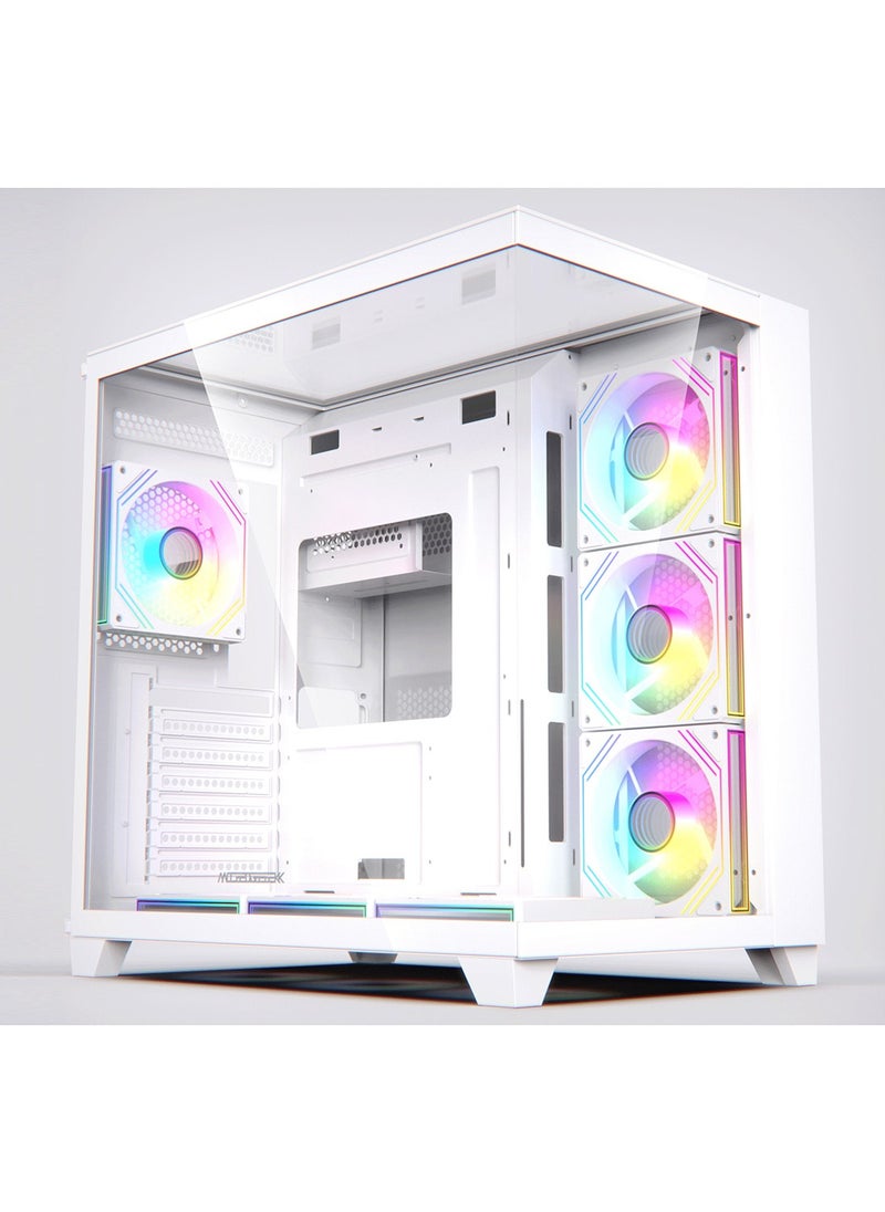 Horizon Acegeek White ATX Computer Case, Up to 360mm Radiator & 7* Fan Support, Dual Side Full Tempered Glass, 0.6mm SPCC Material, USB 3.0, USB 2.0, Type-C, HD Audio | AG-HORIZON-WH  - Image 1