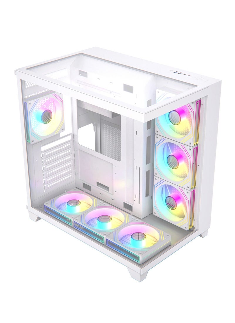 Horizon Acegeek White ATX Computer Case, Up to 360mm Radiator & 7* Fan Support, Dual Side Full Tempered Glass, 0.6mm SPCC Material, USB 3.0, USB 2.0, Type-C, HD Audio | AG-HORIZON-WH  - Image 3