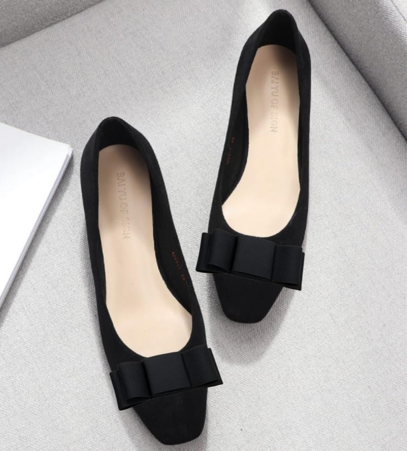 Douqu A Pair Simple Elegant and Retro Style Assorted Color Plain Ribbon Bow Butterfly High Heel Shoe Clips (Black) - Image 4