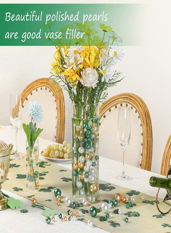 جيديف مجموعة جاديف من 200 قطعة من خرز اللؤلؤ لتزيين المزهريات وقطع الزينة المركزية، خرز مكياج لؤلؤي بدون ثقوب لحفلات الزفاف والعطلات وحفلات المنزل وحامل فرش المكياج، مقاسات 10/14/20/30 مم (ذهبي، أخضر، أبيض) - Image 5