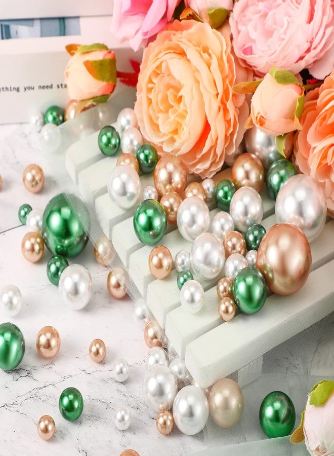 جيديف مجموعة جاديف من 200 قطعة من خرز اللؤلؤ لتزيين المزهريات وقطع الزينة المركزية، خرز مكياج لؤلؤي بدون ثقوب لحفلات الزفاف والعطلات وحفلات المنزل وحامل فرش المكياج، مقاسات 10/14/20/30 مم (ذهبي، أخضر، أبيض) - Image 4