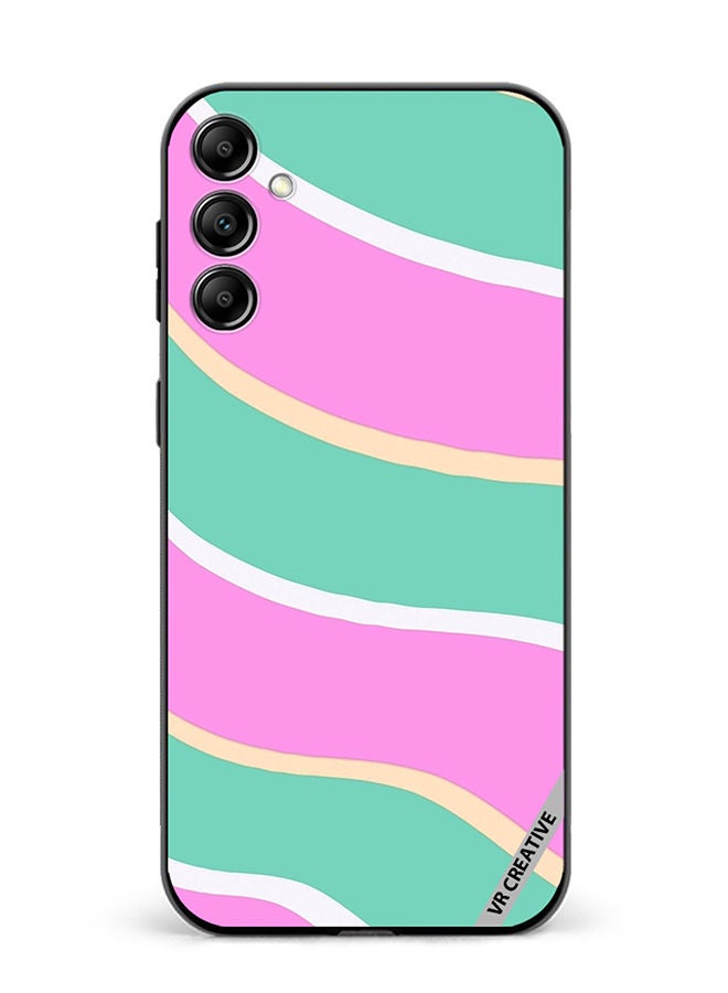 VR CREATIVE Protective Case Cover For Samsung Galaxy A14 5G/A14 Diagonal Groovy Liquid Swirl Stripe Pattern In Green, Purple, And Pink Color Design Multicolour - Image 1