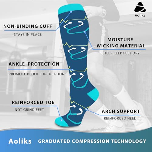 Aoliks Compression Socks for Women & Men,Support Socks for Nursing Circulation Running - Image 4