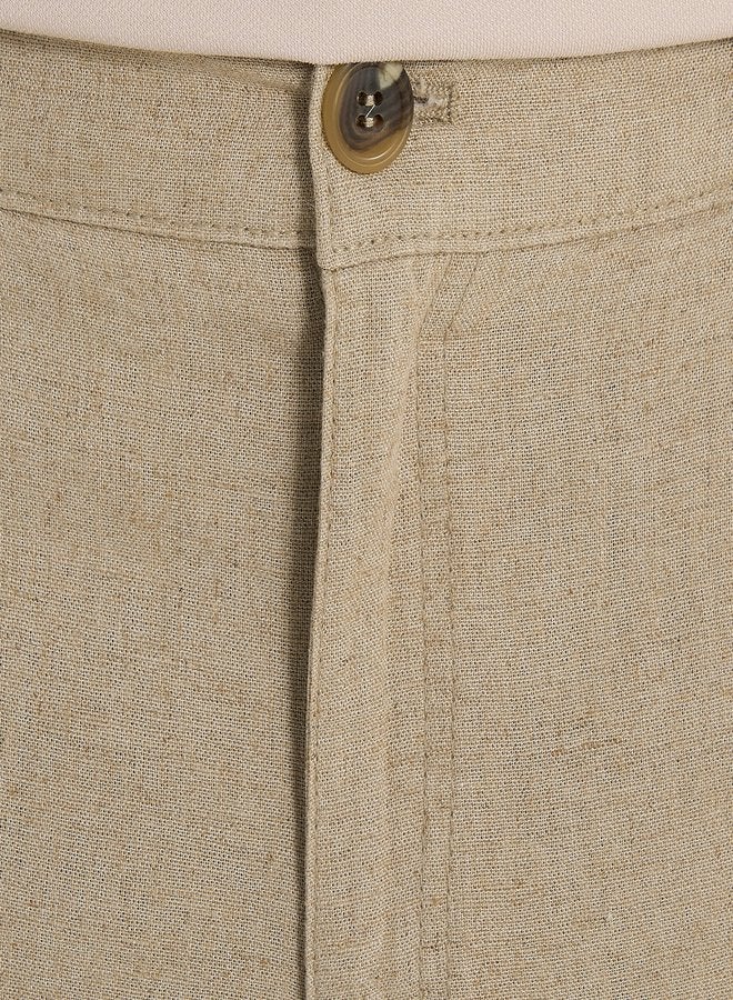 Outventure Men's Coffee Shorts, Outventure, Linen-Viscose Blend, Breathable, Straight Cut, Elastic Waistband, Practical Pockets for Summer Adventures - Image 2