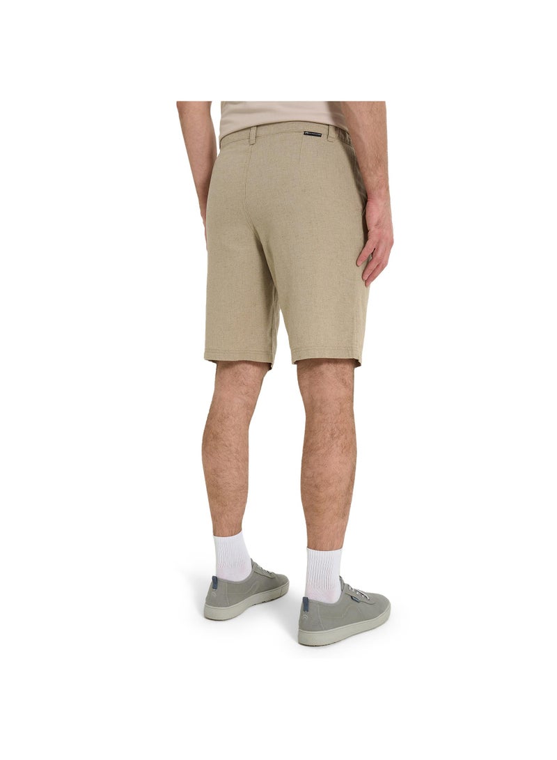 Outventure Men's Coffee Shorts, Outventure, Linen-Viscose Blend, Breathable, Straight Cut, Elastic Waistband, Practical Pockets for Summer Adventures - Image 4