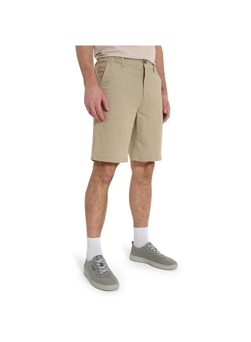 Outventure Men's Coffee Shorts, Outventure, Linen-Viscose Blend, Breathable, Straight Cut, Elastic Waistband, Practical Pockets for Summer Adventures - Image 3
