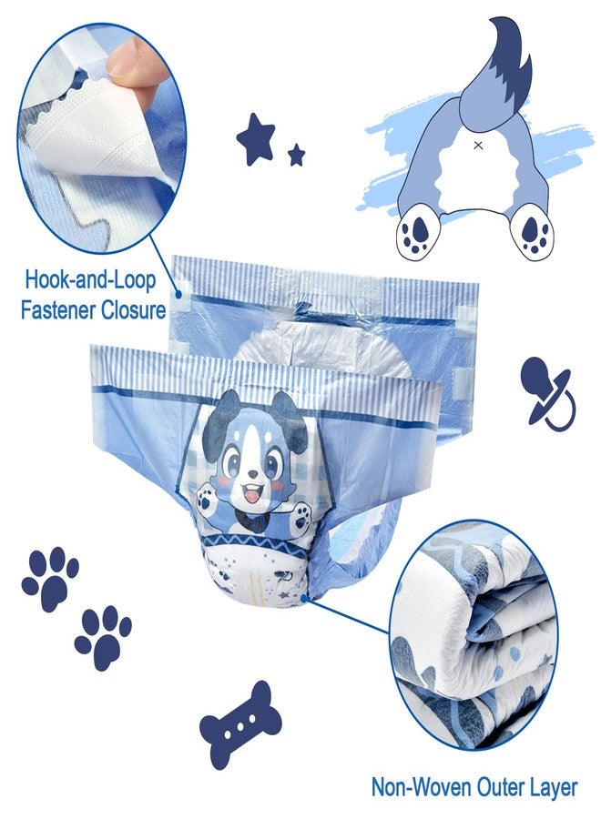 Littleforbig Adjustable Hook-and-Loop Fastener Closure Adult Printed Cloth Back Diaper 10 Pieces - Little Blue BabyFur (Medium 28"-38") - Image 4