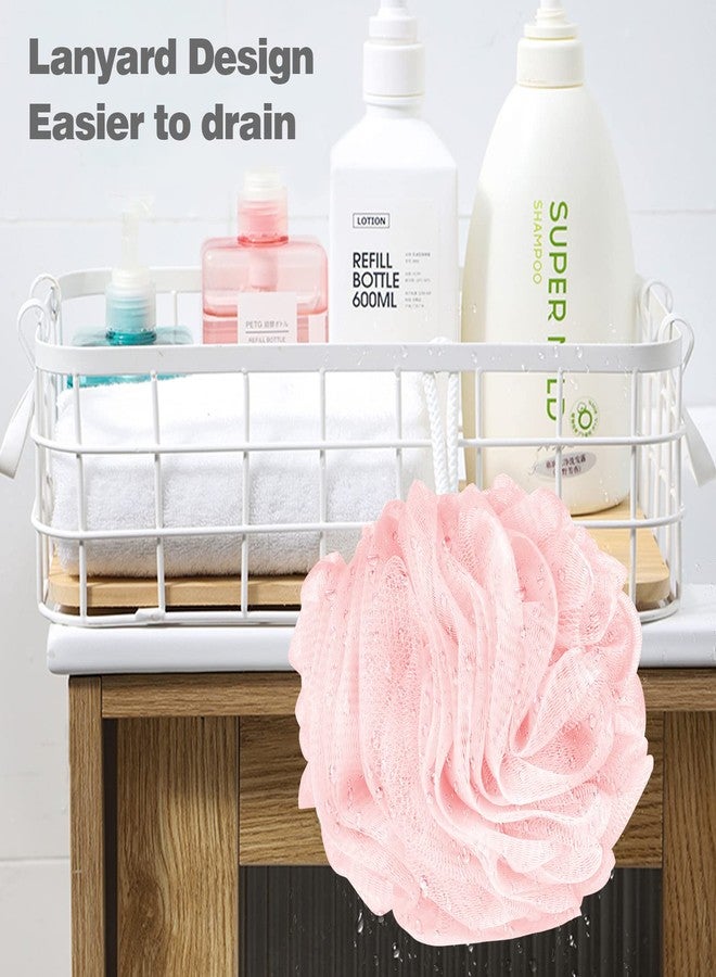 Fu Store Loofah Sponge Shower Loofahs 70g Bath Sponges Mesh Balls 4 Colors for Body Scrubber Exfoliator Wash Back Scrubbers Bathroom Men Women 4 Pack Cleaning Bathing Accessories Blue Beige Green Pink - Image 2