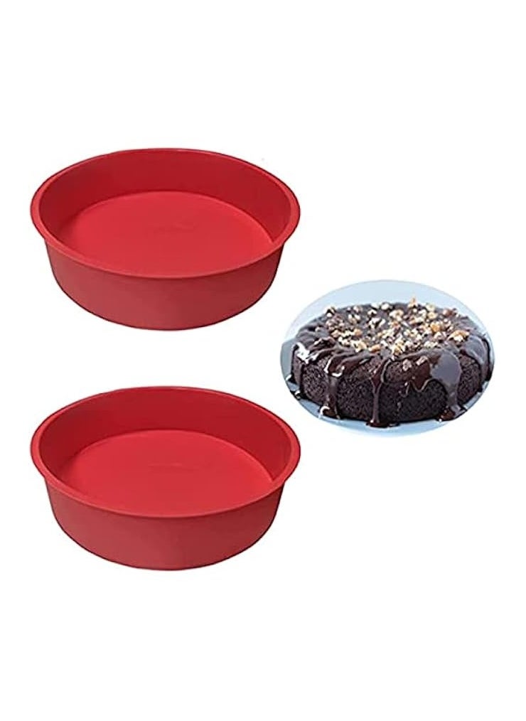 erorex 8 inch Round Cake Pans - Set of 2 Silicone Molds for Baking, Nonstick & Quick Release Baking Pans for Layer Cake, Cheese Cake and Choc  - Image 1