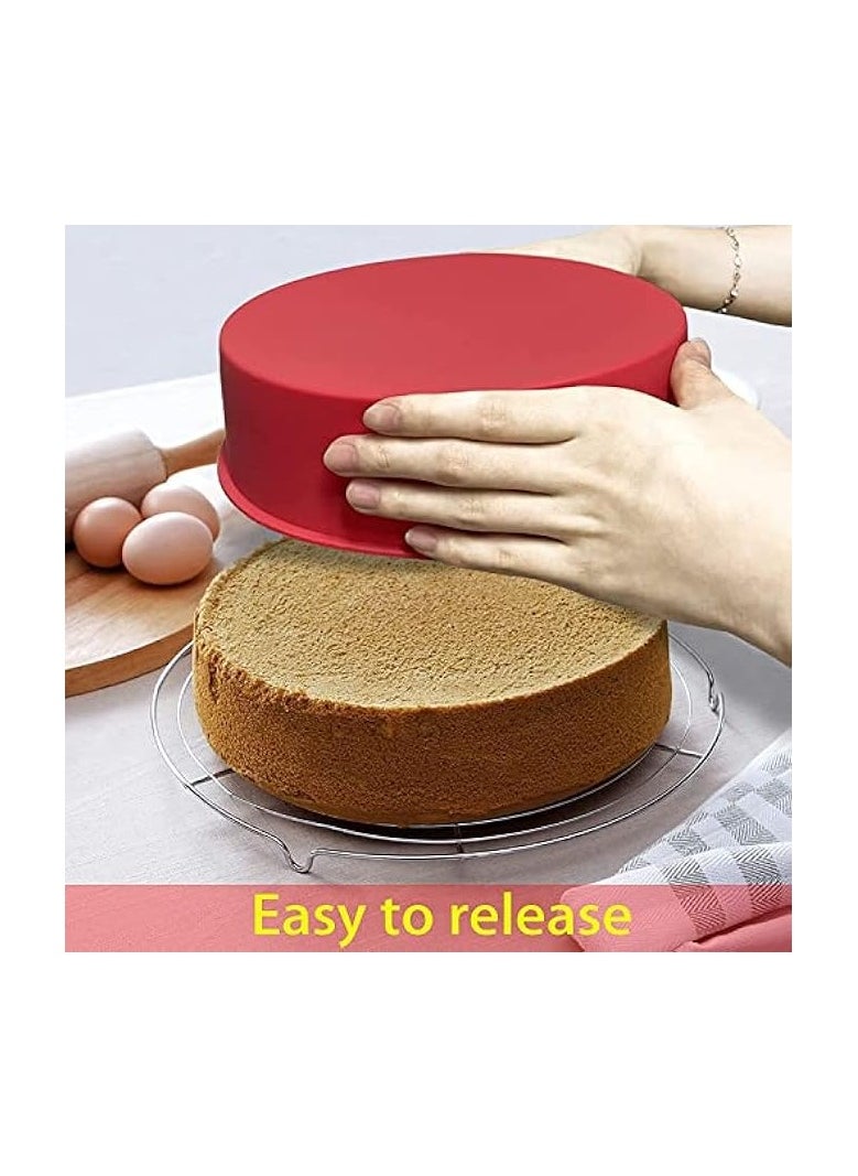 erorex 8 inch Round Cake Pans - Set of 2 Silicone Molds for Baking, Nonstick & Quick Release Baking Pans for Layer Cake, Cheese Cake and Choc  - Image 4
