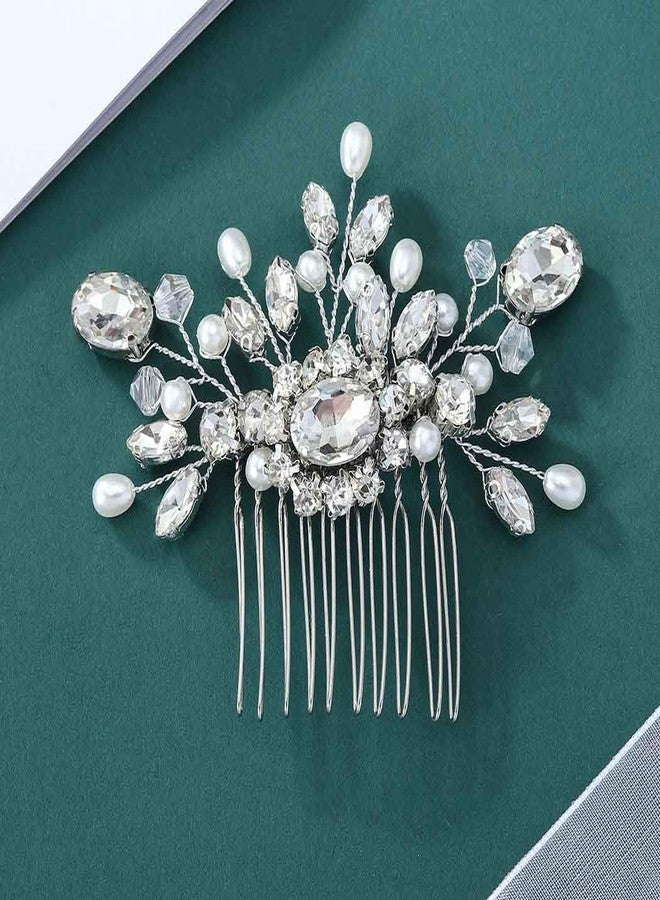 إيز ديلي مشط شعر زفاف من إيزدايلي برايد، فضي مرصع بأحجار الراين، قطع شعر جانبية مرصعة بالكريستال، مشابك شعر، إكسسوارات شعر للنساء والفتيات - Image 2