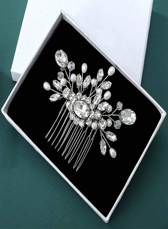 إيز ديلي مشط شعر زفاف من إيزدايلي برايد، فضي مرصع بأحجار الراين، قطع شعر جانبية مرصعة بالكريستال، مشابك شعر، إكسسوارات شعر للنساء والفتيات - Image 5