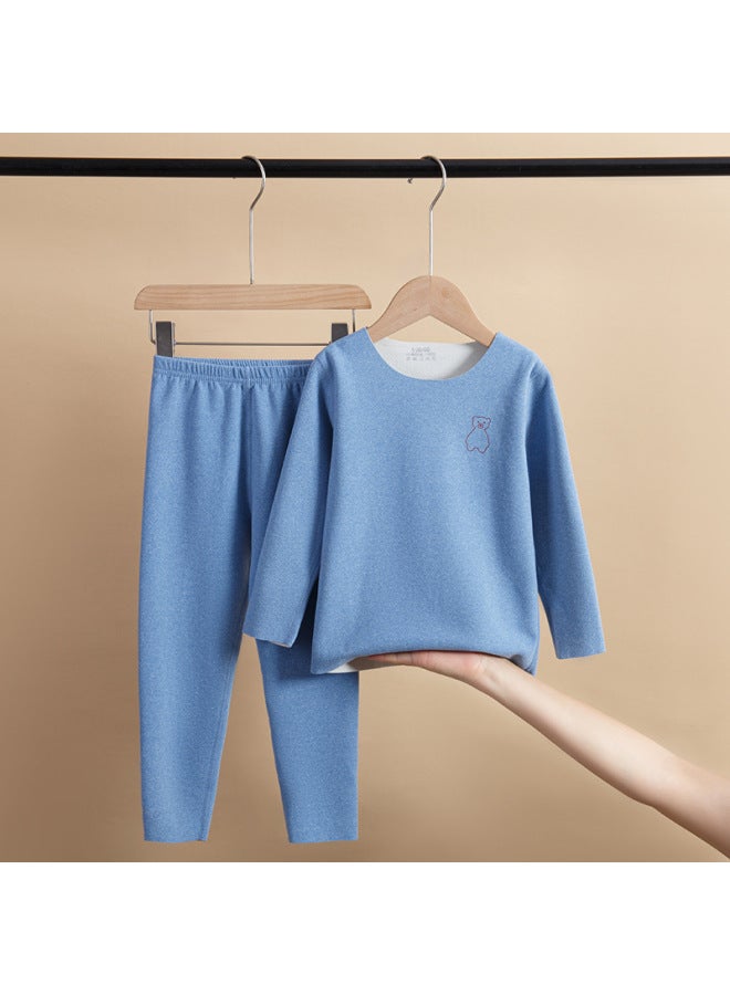 مجموعة ملابس داخلية حرارية بدون درزات للأطفال مع جانب AB، فراء مزدوج الجوانب مفرش للأولاد والبنات، ملابس الخريف، بناطيل الخريف، مخمل - Image 1