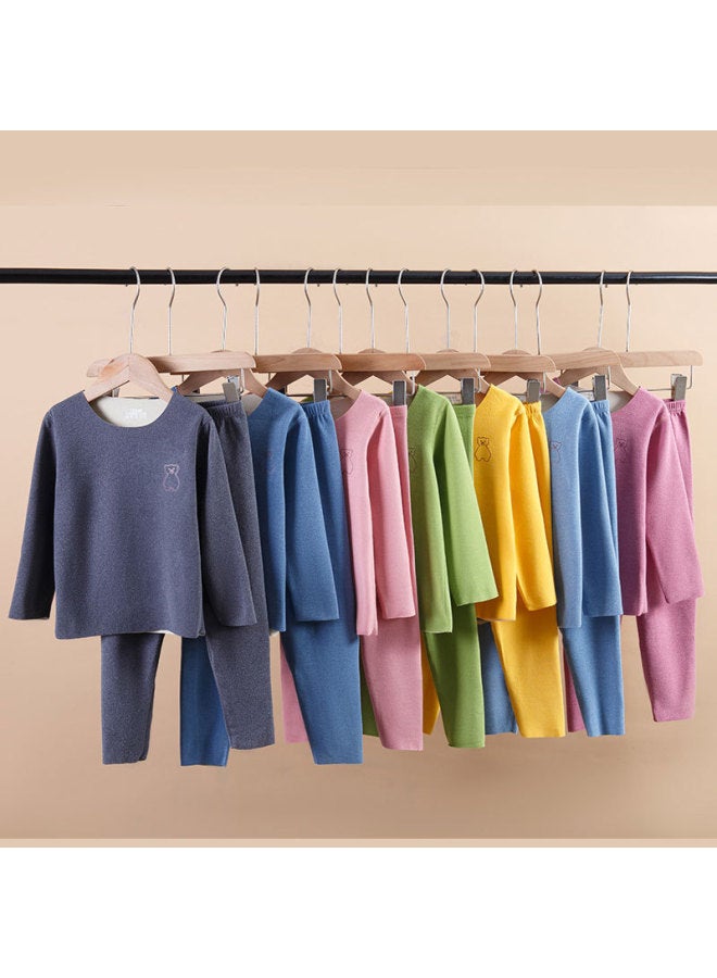 مجموعة ملابس داخلية حرارية بدون درزات للأطفال مع جانب AB، فراء مزدوج الجوانب مفرش للأولاد والبنات، ملابس الخريف، بناطيل الخريف، مخمل - Image 2