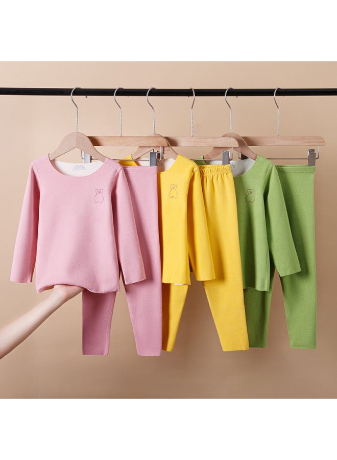 مجموعة ملابس داخلية حرارية بدون درزات للأطفال مع جانب AB، فراء مزدوج الجوانب مفرش للأولاد والبنات، ملابس الخريف، بناطيل الخريف، مخمل - Image 3