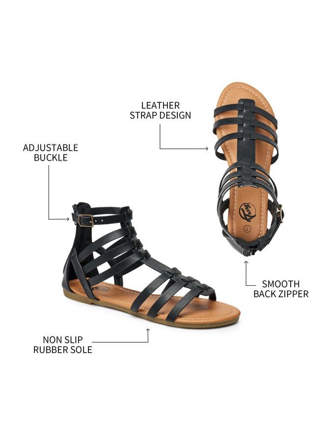 Trary Women's Sandal, Comfortable Gladiator Sandals Ankle Strap Flats Sandalias Para Mujer Beach Sandals Wide Width Open Toe Cross Strappy Sandals for Women Dressy Summer - Image 4