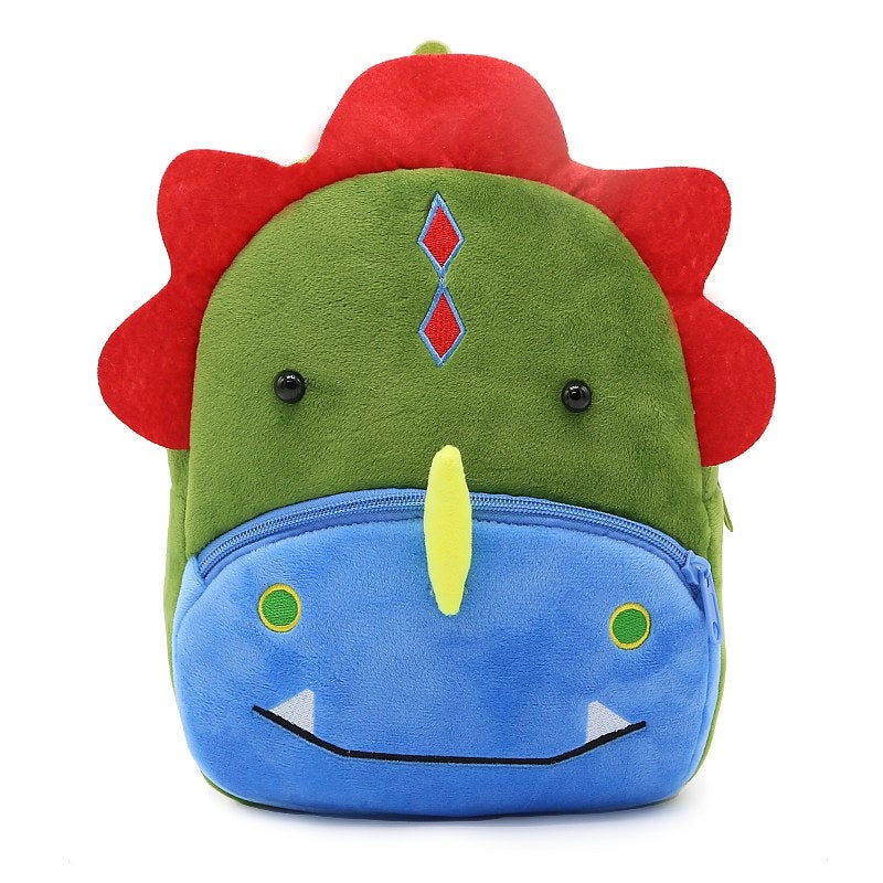 Plush Kids Backpack, Dinosaur Animal Design, Soft Lightweight School Bag for Toddlers and Preschool Kids - Image 1