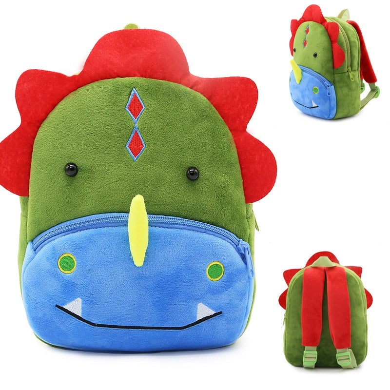 Plush Kids Backpack, Dinosaur Animal Design, Soft Lightweight School Bag for Toddlers and Preschool Kids - Image 5
