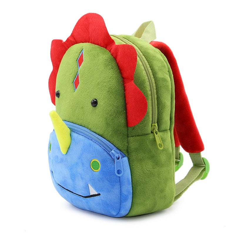 Plush Kids Backpack, Dinosaur Animal Design, Soft Lightweight School Bag for Toddlers and Preschool Kids - Image 2