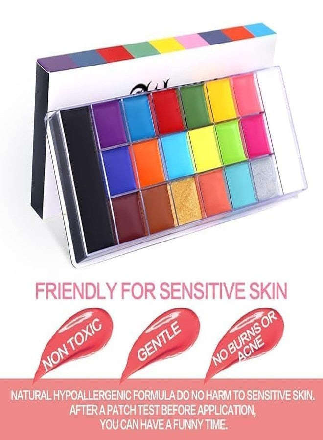 53 Arts Face Paint Palette with 20 Colors - Watercolor Body Paint Kit Non-Toxic & Safe for Kids and Adults | Professional Face Painting Set for Parties, Festivals & Art (Pack of 1) - Image 3