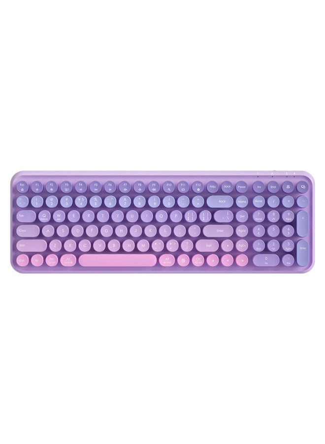 Loquat BOW Fashion Gradient Wireless Keyboard Mouse Suit K600 Laptop Desktop Computer Universal Home Quiet Office-color:Summer Purple-Wireless Keyboard + Dual Mode Mouse| Send Charging Cable - Image 5
