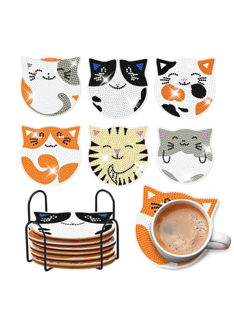 LKTOCAFT - 6 PCS Animal Diamond Art Coasters Set DIY Round Wooden Cup Holders for Home Bar Table Decor, Crafts & Gifts - Image 1