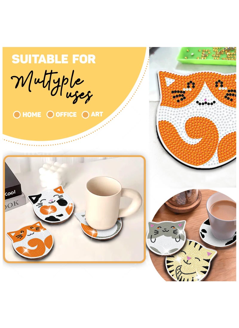 LKTOCAFT - 6 PCS Animal Diamond Art Coasters Set DIY Round Wooden Cup Holders for Home Bar Table Decor, Crafts & Gifts - Image 1