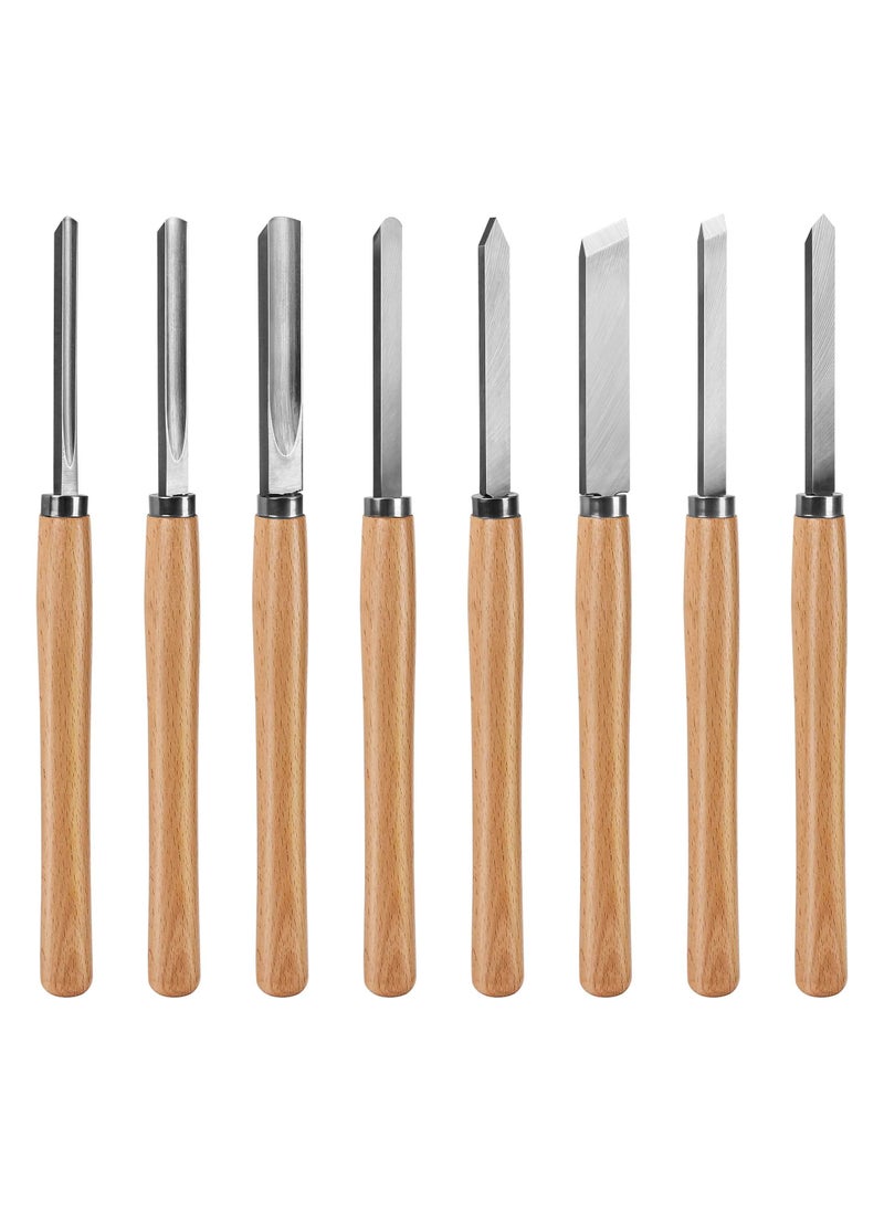HAUTMEC HAUTMEC Professional Wood Turning Chisel 8 pcs Set, Lathe Chisel Set with 2 Skew 1 Spear Point 1 Parting 1 Round Nose & 3 Gouge Tools for Beginners, Hobbyists and Professionals HT0237-WW  - Image 1